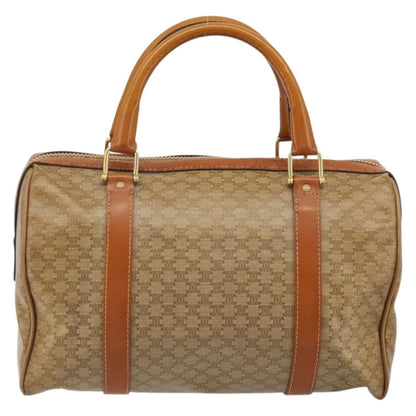 Celine Vintage Macadam Handbag Canvas and Leather, Beige, Canvas, Handbag