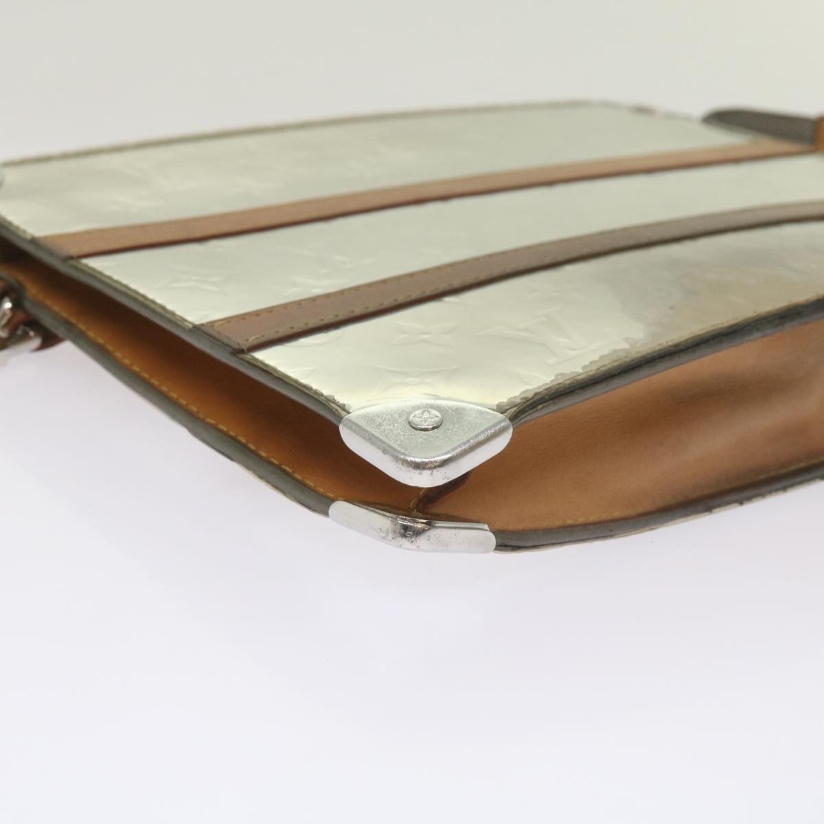 Louis Vuitton Trunk Pouch Monogram Mirror Coated Canvas, SILVER, CANVAS, Clutche & pouche