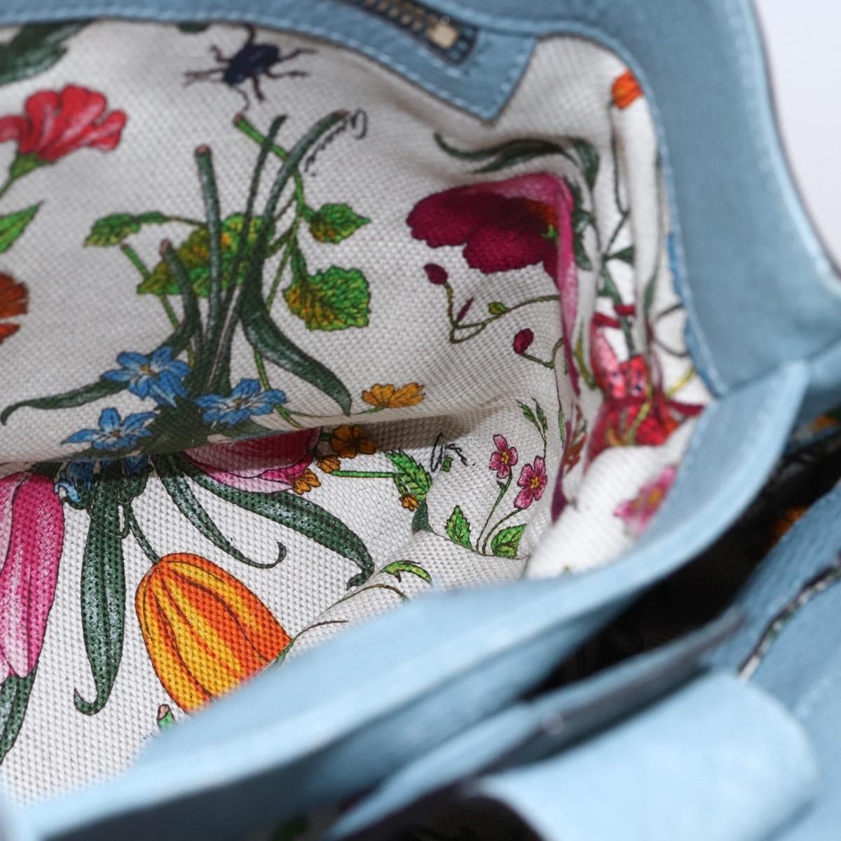 Gucci Bamboo Shopper Tote Leather, BLUE, LEATHER, Handbag