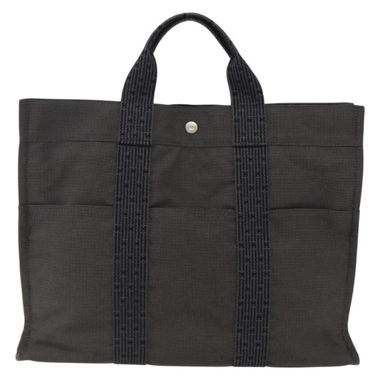 Hermes Fourre-tout Herline Canvas, GRAY, CANVAS, Tote bag