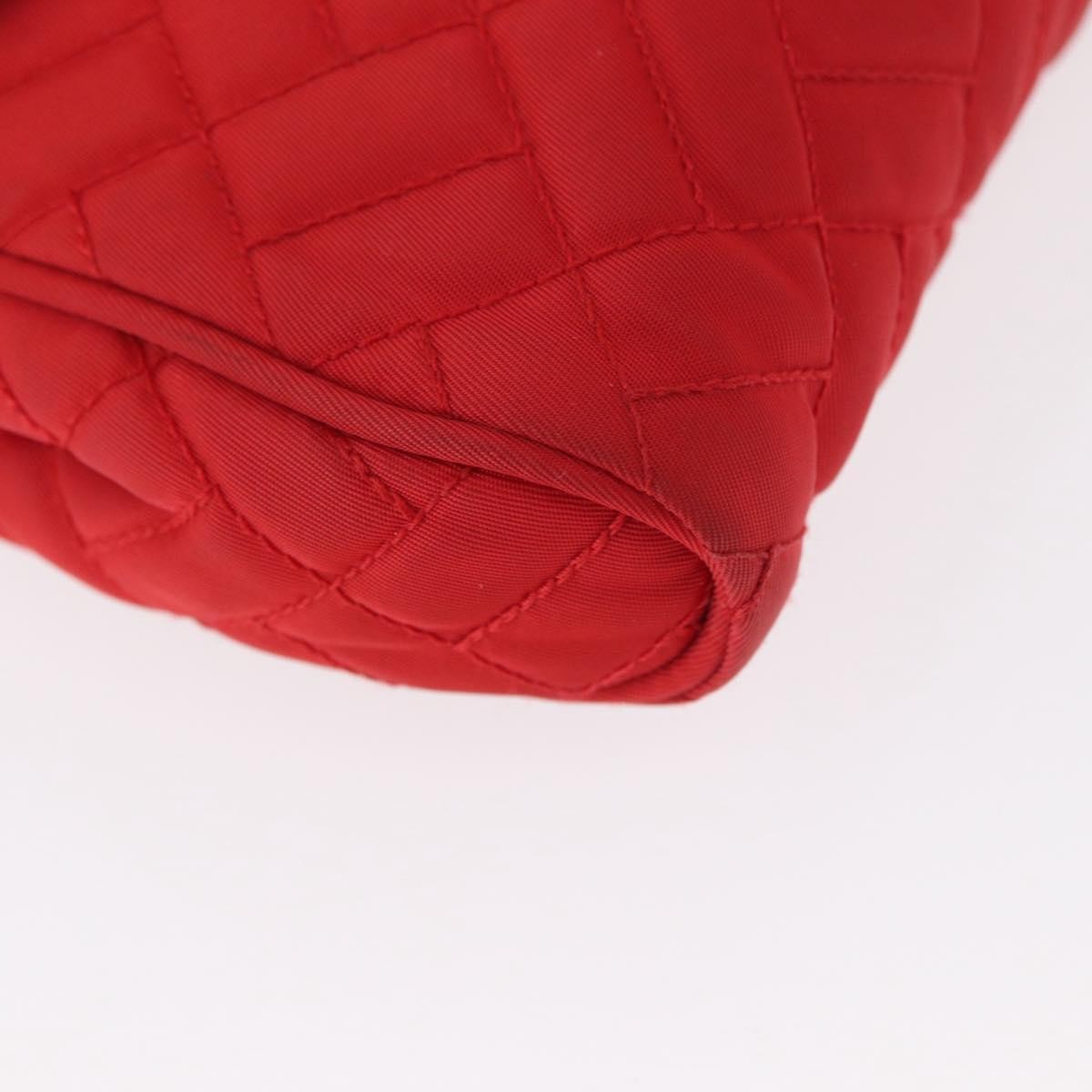 Prada Pushlock Chain Flap Bag Quilted Tessuto, RED, NYLON, Shoulder bag