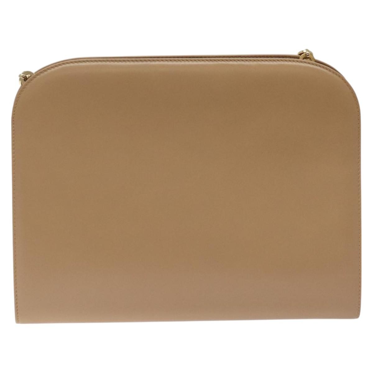 Salvatore Ferragamo Vintage Gancini Chain Shoulder Bag Leather, BEIGE, LEATHER, Shoulder bag
