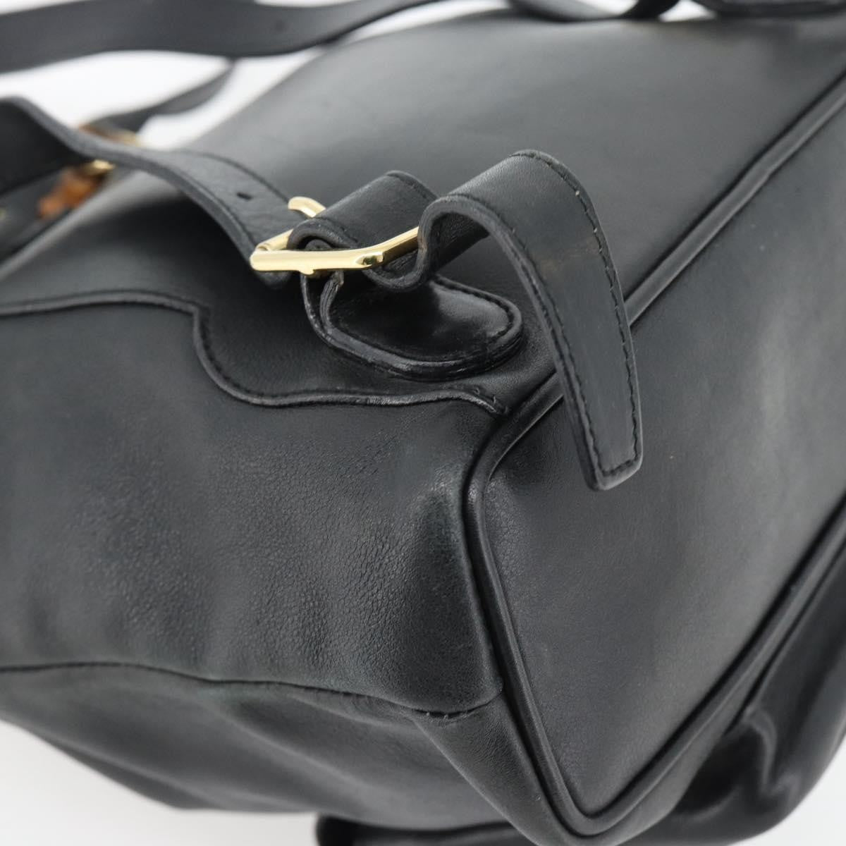 Gucci Vintage Bamboo Backpack Leather, Black, Leather, Backpack