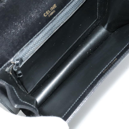 Celine Shoulder Bag Leather, BLACK, LEATHER, Shoulder bag