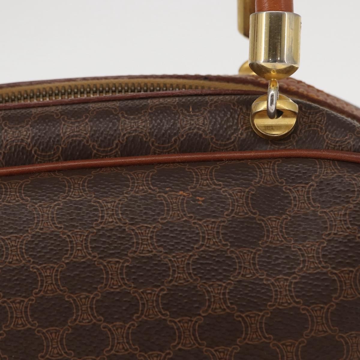 Celine Vintage Macadam Handbag Canvas and Leather, BROWN, CANVAS, Handbag