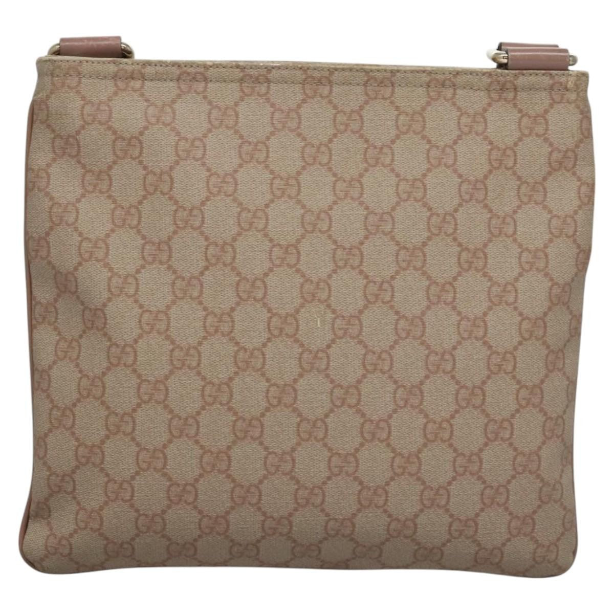 Gucci Front Zip Flat Messenger Bag GG Coated Canvas, BEIGE, CANVAS, Shoulder bag