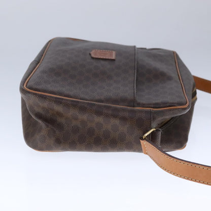 Celine Vintage Macadam Shoulder Bag Leather, BROWN, PVC,Leather,Canvas, Shoulder bag