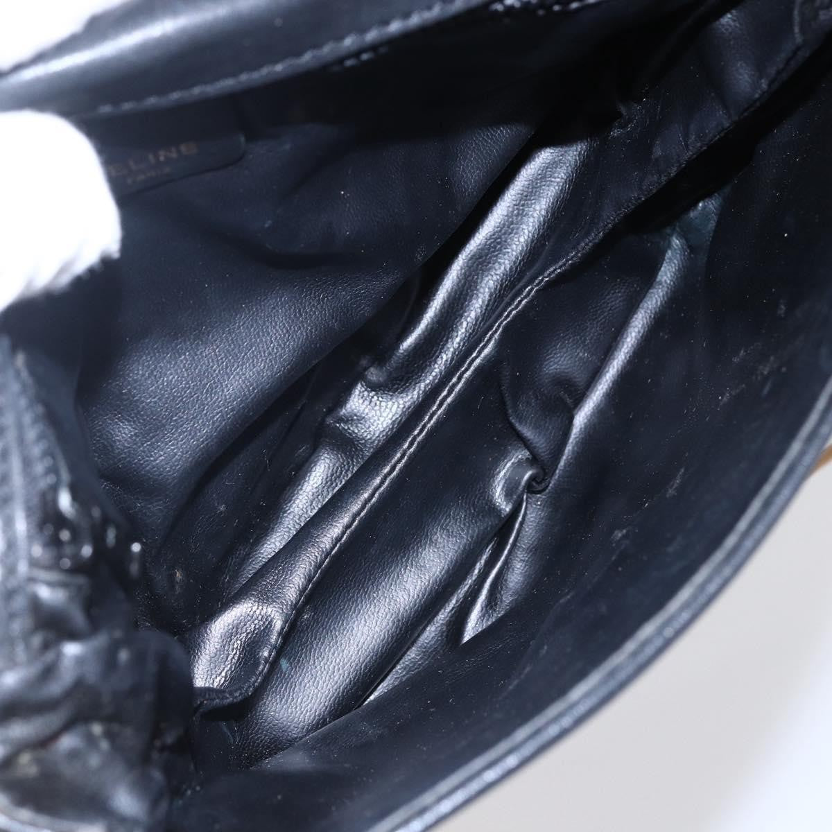 Celine Flap Shoulder Bag Leather, BLACK, LEATHER, Shoulder bag