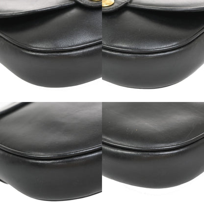 Celine Vintage Shoulder Bag Leather, BLACK, LEATHER, Shoulder bag