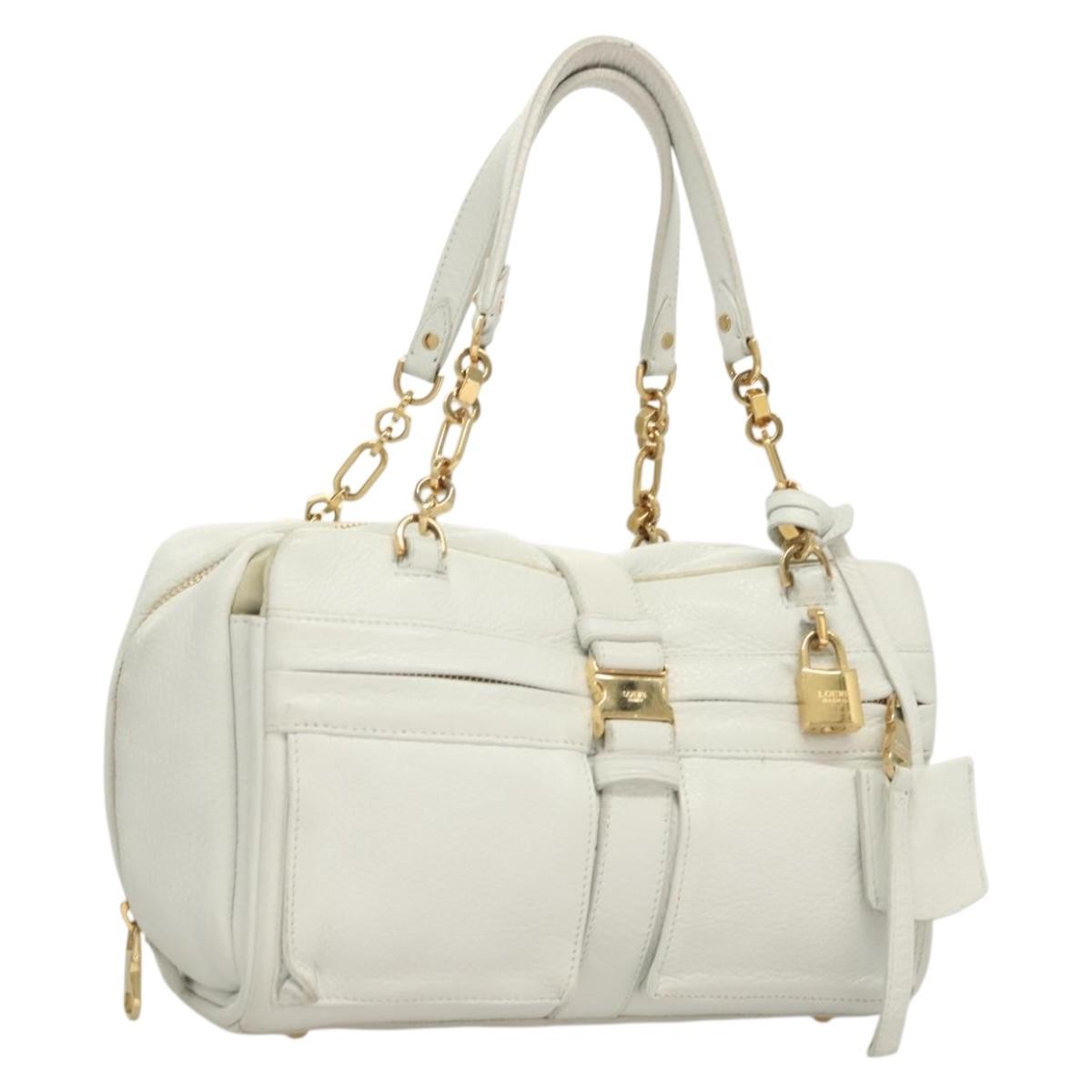 Loewe Chain Roller Handbag Leather, WHITE, LEATHER, Shoulder bag