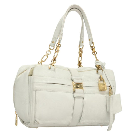 Loewe Chain Roller Handbag Leather, WHITE, LEATHER, Shoulder bag