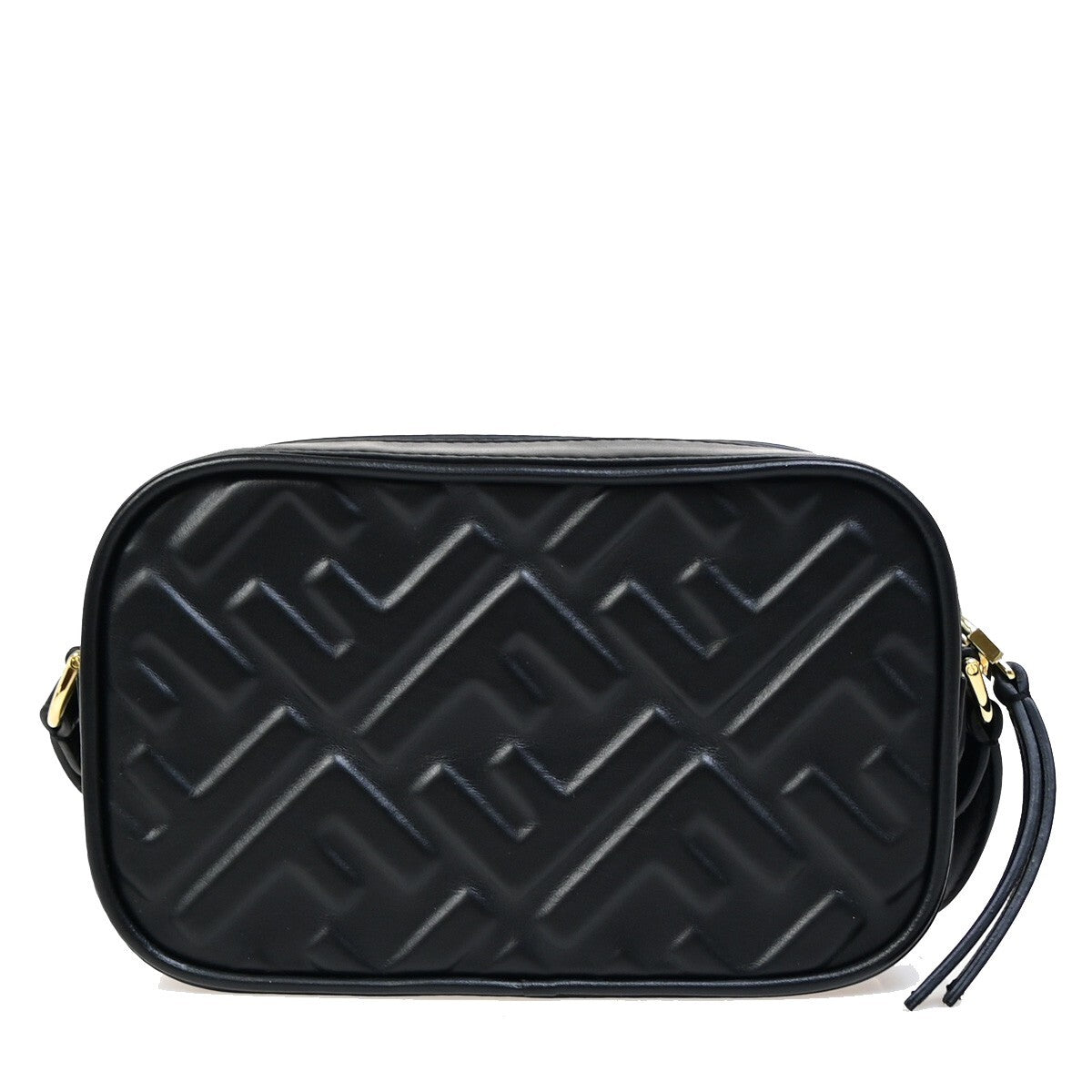 Fendi Camera Bag Zucca Embossed Leather, Black, Leather, Handbag