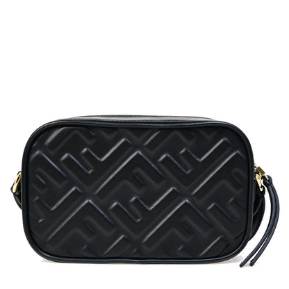 Fendi Camera Bag Zucca Embossed Leather, Black, Leather, Handbag