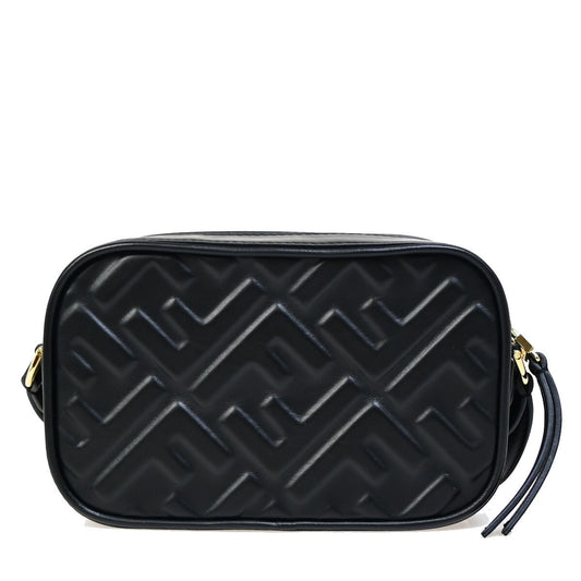Fendi Camera Bag Zucca Embossed Leather, Black, Leather, Handbag