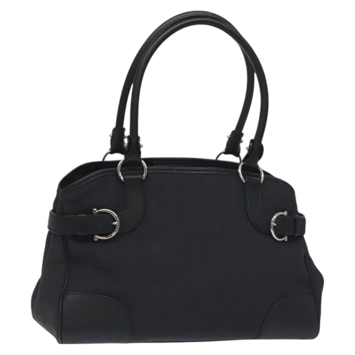 Salvatore Ferragamo Gancini handbag Nylon, BLACK, NYLON, Handbag