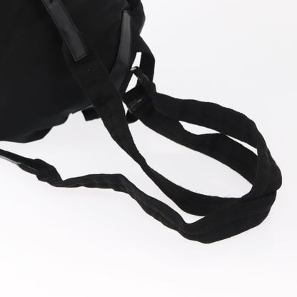 Prada Vela Double Front Pocket Backpack Tessuto with Saffiano Leather, BLACK, NYLON, Backpack