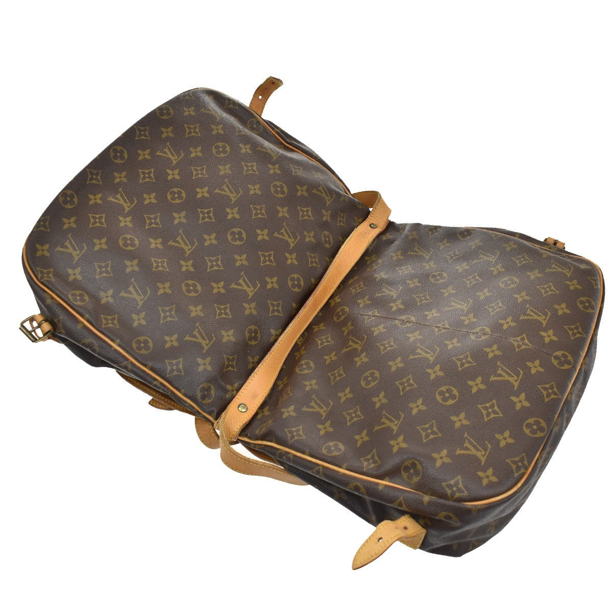 Louis Vuitton Saumur Handbag Monogram Canvas, BROWN, LEATHER, Shoulder bag