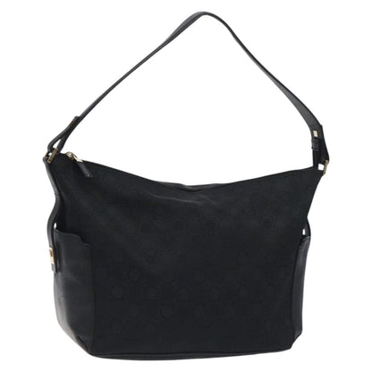Salvatore Ferragamo Gancini Shoulder Bag Canvas, BLACK, CANVAS, Shoulder bag