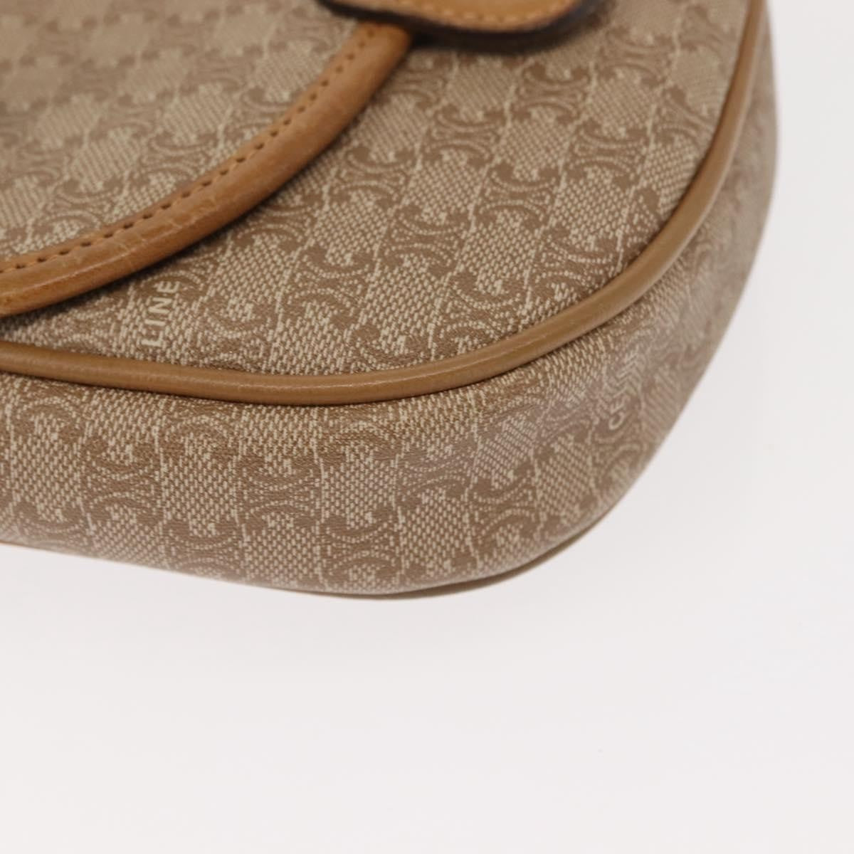 Celine Vintage Macadam Shoulder Bag Canvas and Leather, BEIGE, CANVAS, Shoulder bag