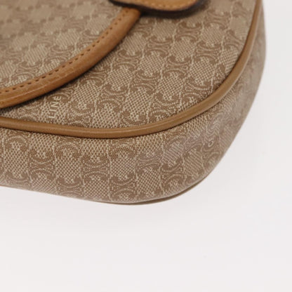 Celine Vintage Macadam Shoulder Bag Canvas and Leather, BEIGE, CANVAS, Shoulder bag