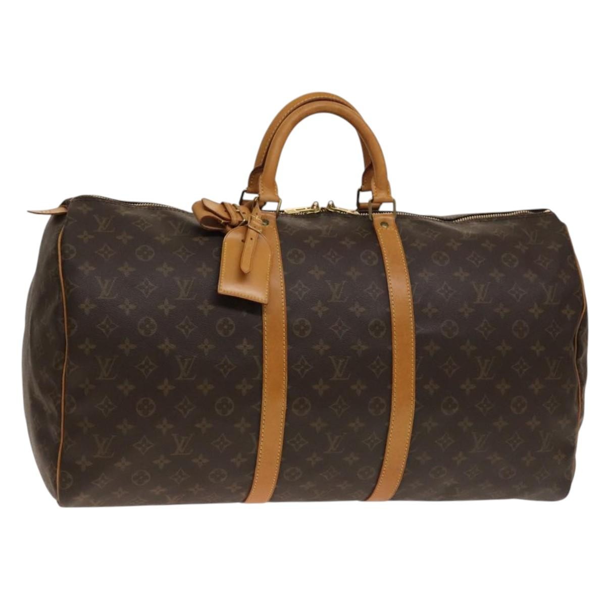 Louis Vuitton Keepall Bag Monogram Canvas, BROWN, CANVAS, Travel bag