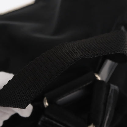 Prada Vela Double Front Pocket Backpack Tessuto with Saffiano Leather, BLACK, NYLON, Backpack