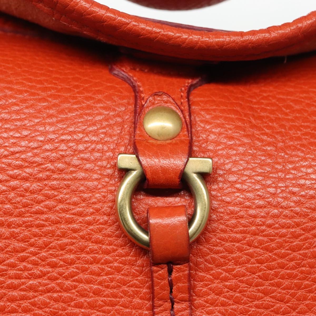 Salvatore Ferragamo Gancini handbag Leather, ORANGE, LEATHER, Handbag
