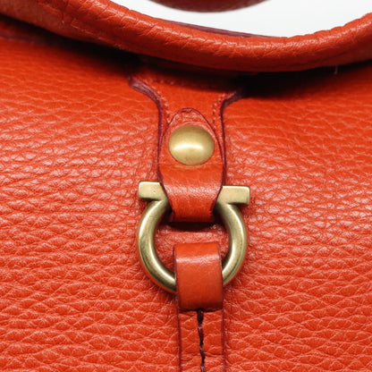 Salvatore Ferragamo Gancini handbag Leather, ORANGE, LEATHER, Handbag