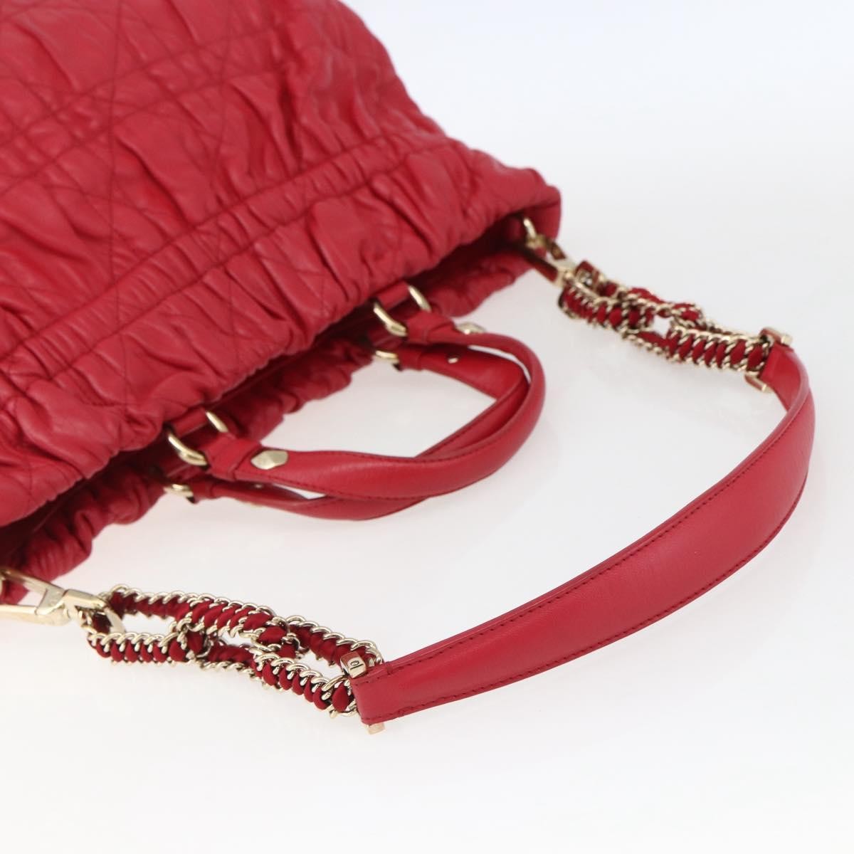 Christian Dior Delices Tote Cannage Quilt Leather, RED, LEATHER, Tote bag
