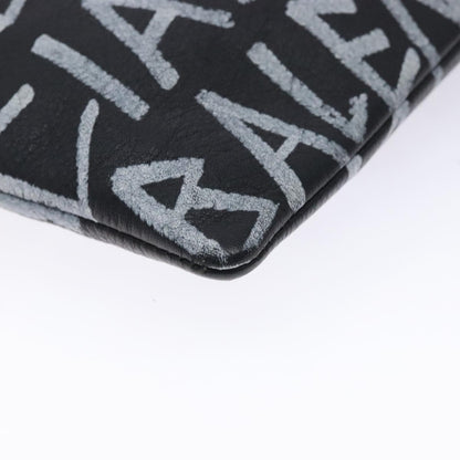 Balenciaga Graffiti Pouch Leather, BLACK, LEATHER, Clutche & pouche