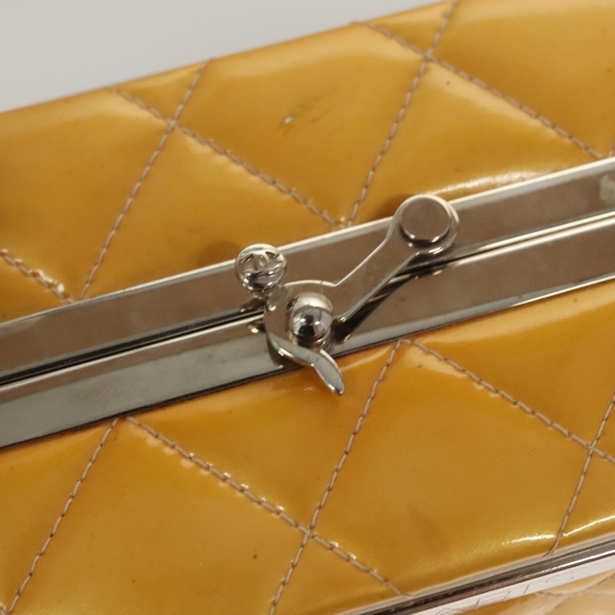 Chanel Vintage Metal Box Bag Quilted Lambskin, YELLOW, PATENT_LEATHER, Handbag