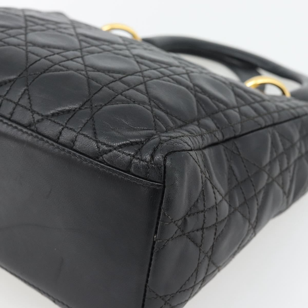 Christian Dior Lady Dior Bag Leather, Black, Leather, Handbag