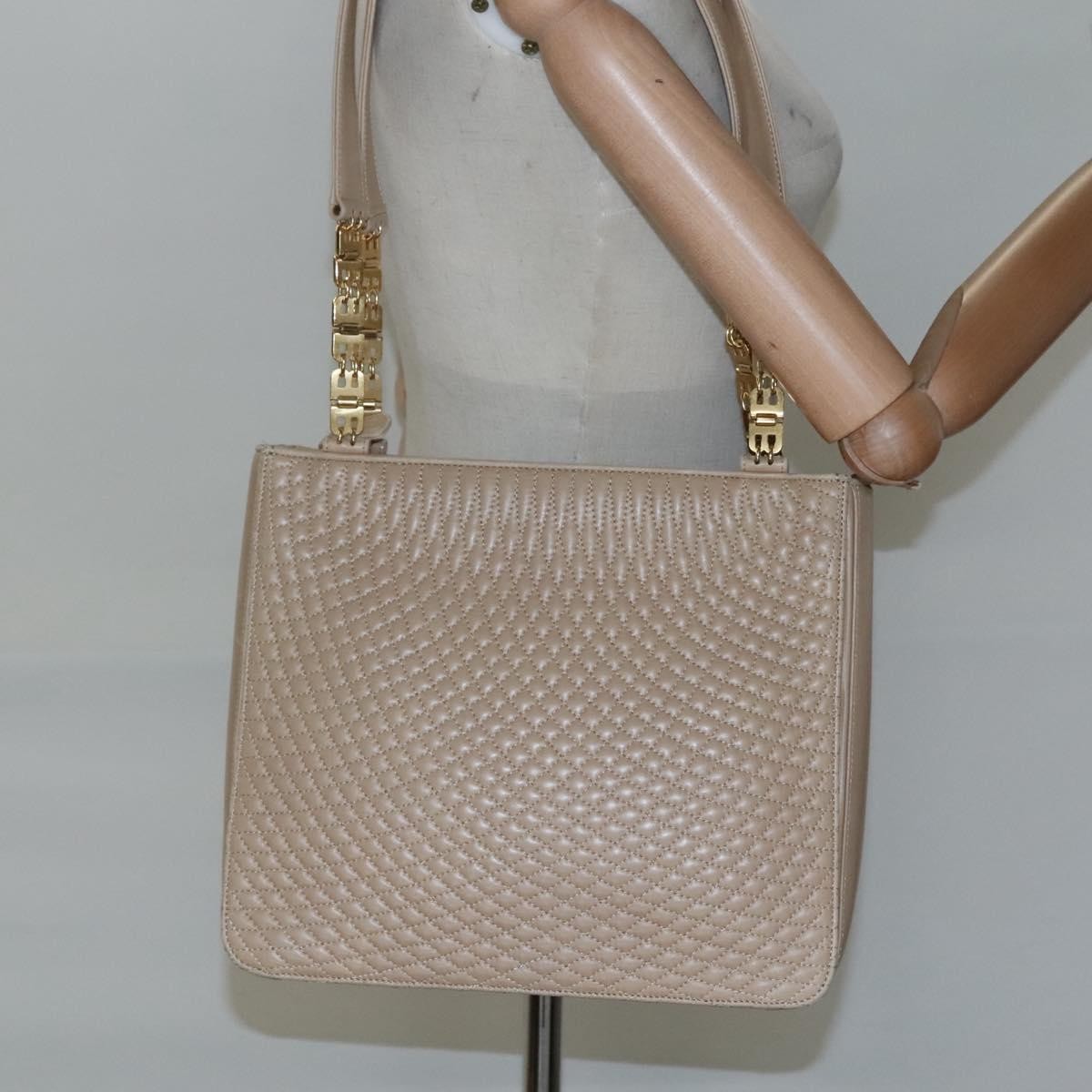 Bally Vintage Chain Shoulder Bag Quilted Leather, BEIGE, LEATHER, Shoulder bag