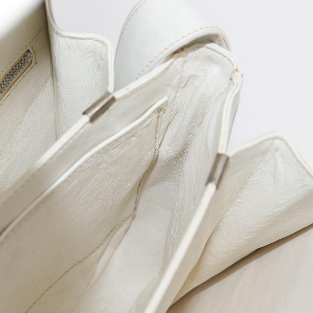 Celine Vintage Shoulder Bag Leather, WHITE, LEATHER, Shoulder bag