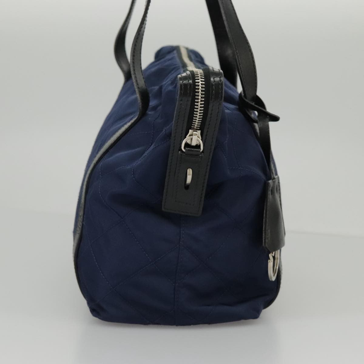 Prada Chain Shoulder Bag Quilted Tessuto, NAVY, NYLON, Shoulder bag