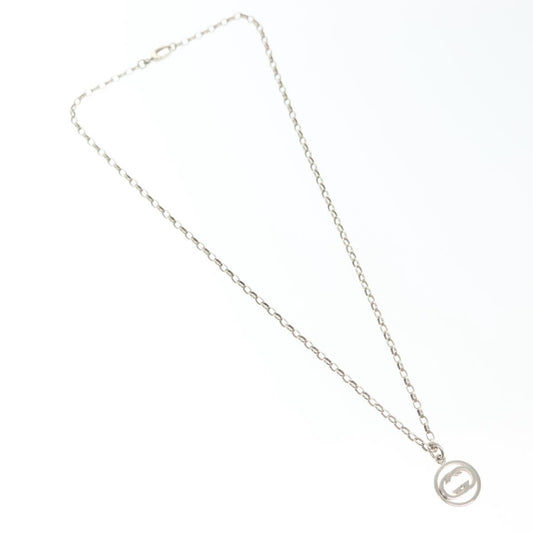 Gucci Engraved Interlocking G Chain Link Pendant Necklace Sterling Silver, SILVER, SILVER, Necklace