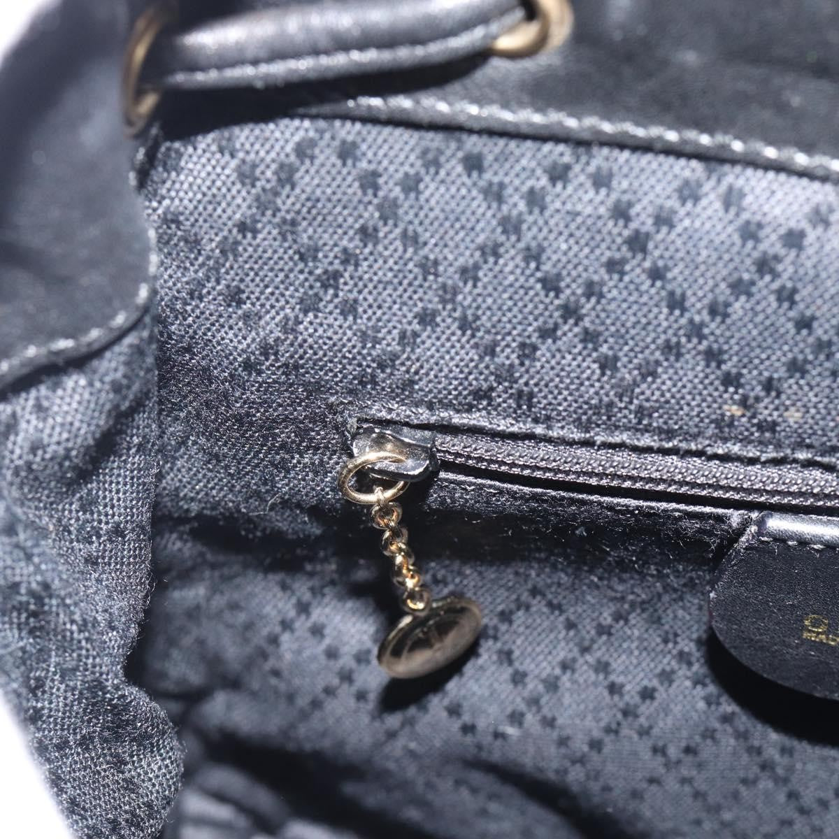 Gucci Vintage Bamboo Backpack Leather, Black, Leather, Backpack