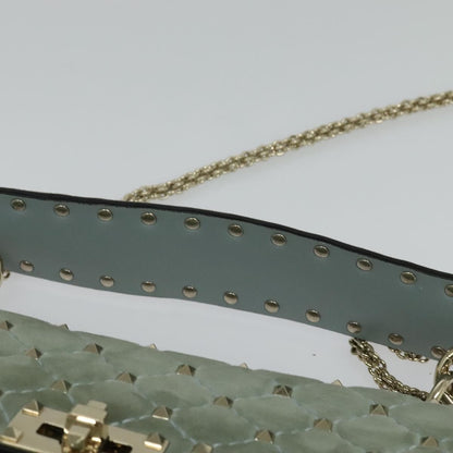 Valentino Garavani Rockstud Spike Flap Bag Quilted Suede, BLUE, SUEDE, Shoulder bag
