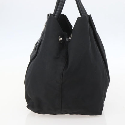 Prada Bow Tote Tessuto with Leather, BLACK, NYLON, Handbag
