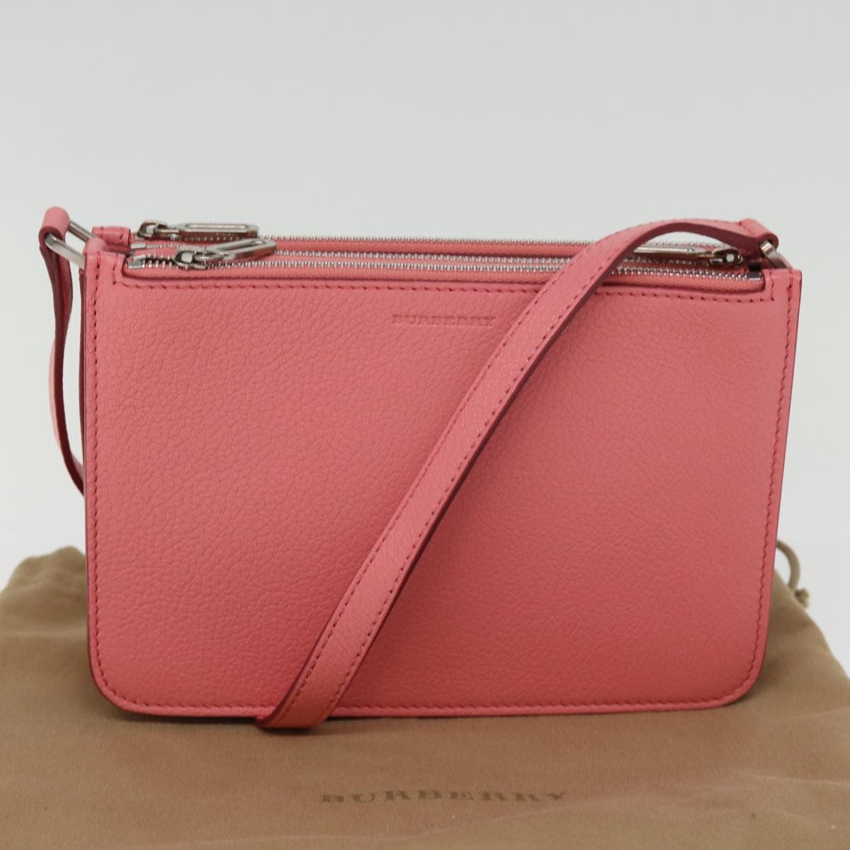 Burberry Penhurst Triple Zip Crossbody Leather, PINK, LEATHER, Shoulder bag