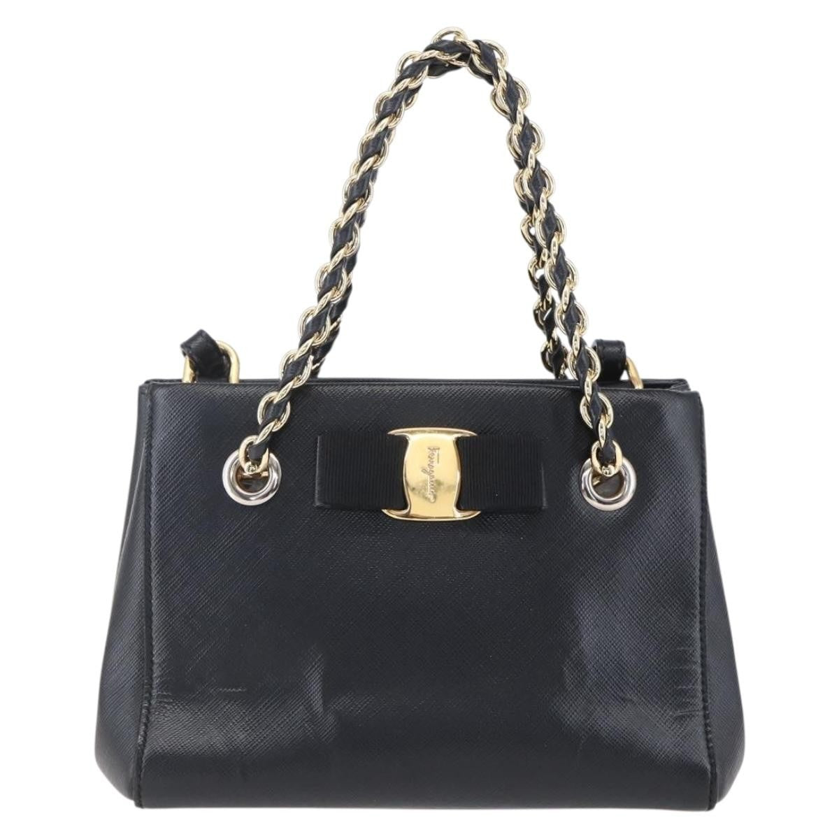 Salvatore Ferragamo Vala Shoulder Bag Leather, BLACK, LEATHER, Shoulder bag