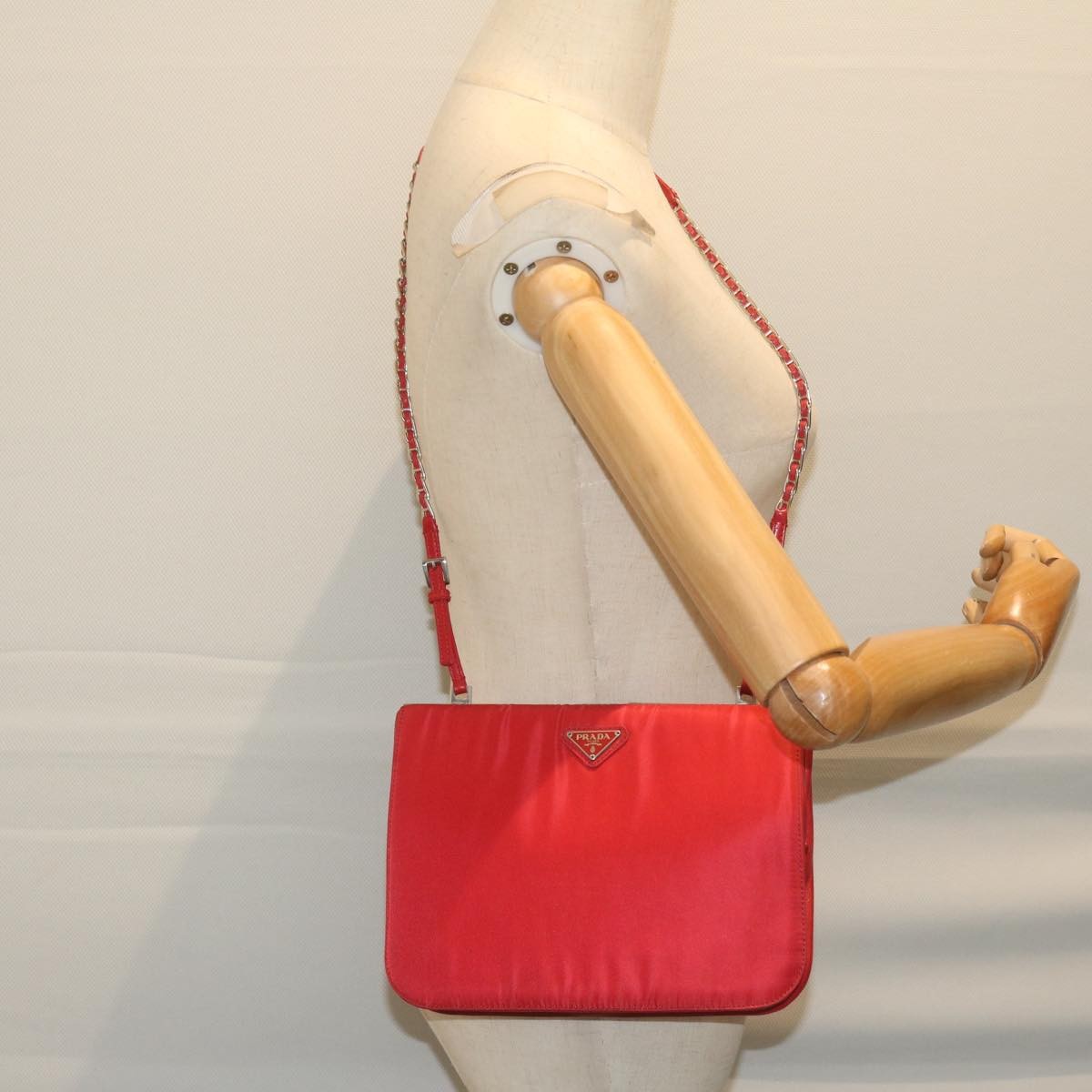 Prada Chain Shoulder Bag Tessuto, RED, NYLON, Shoulder bag