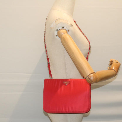 Prada Chain Shoulder Bag Tessuto, RED, NYLON, Shoulder bag