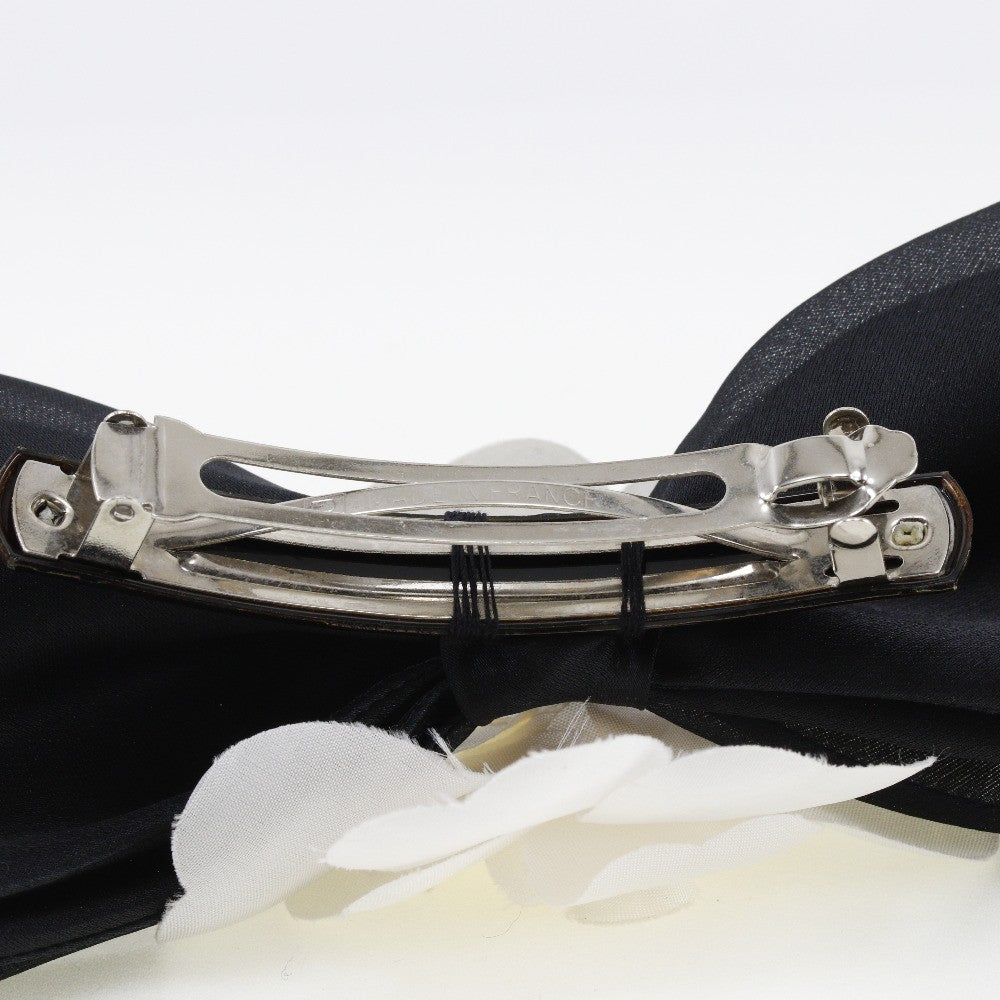 Chanel Camellia Ribbon Headband Silk, BLACK, SATIN, Head accessory