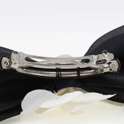 Chanel Camellia Ribbon Headband Silk, BLACK, SATIN, Head accessory