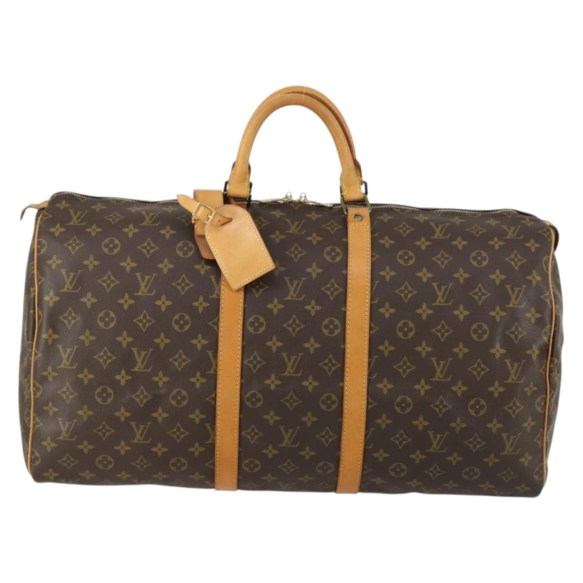 Louis Vuitton Keepall Bag Monogram Canvas, BROWN, CANVAS, Travel bag