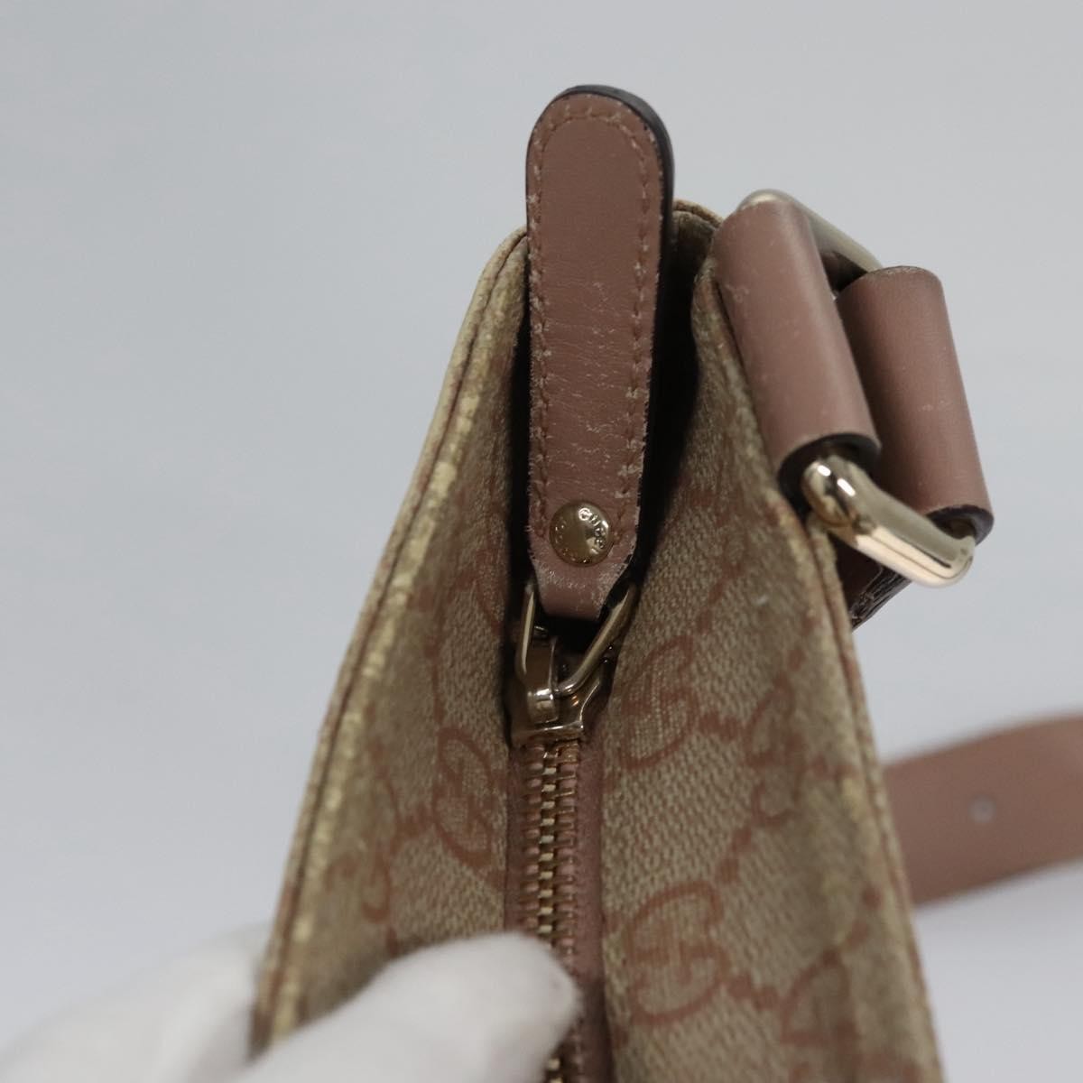 Gucci Front Zip Flat Messenger Bag GG Coated Canvas, BEIGE, CANVAS, Shoulder bag