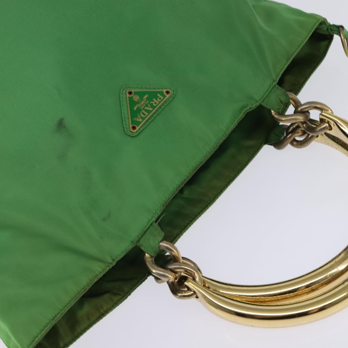 Prada Metal Handles Tote Tessuto, GREEN, NYLON, Tote bag
