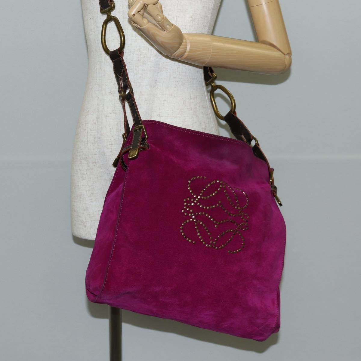 Loewe Anagram Shoulder Bag Suede, PURPLE, SUEDE, Shoulder bag