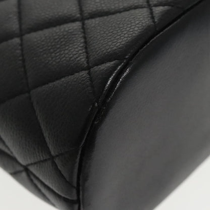 Chanel Vintage CC Zip Around Shoulder Bag Quilted Caviar, BLACK, LEATHER, Tote bag